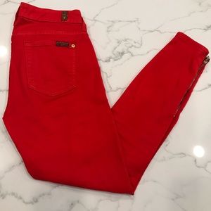 7 FOR ALL MANKIND Ankle Skinny Zipper Red Jeans